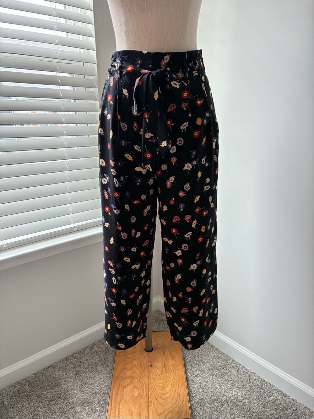 Zara Women's Trafaluc Straight Wide Leg Black Front Tie Pants